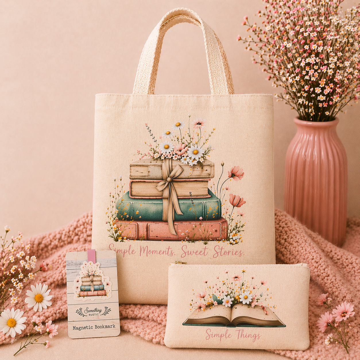 Simple Moments Set - Tote, Pouch and Magnetic Bookmark