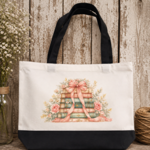Vintage Book Stack Canvas Tote Bag